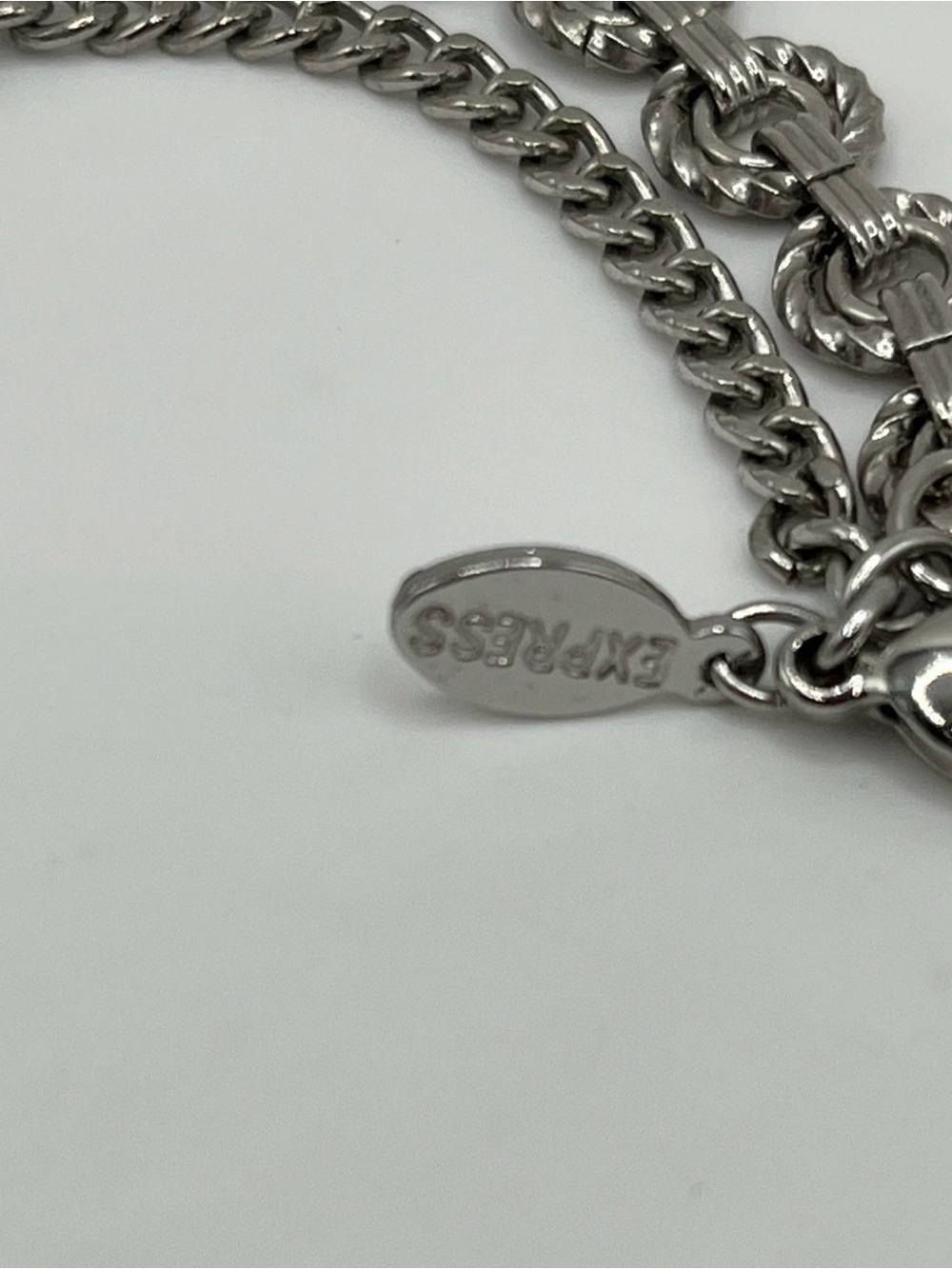 Express Y Drop Rhinestone Layered Statement Silver Tone 16”-20” - Picture 4 of 8